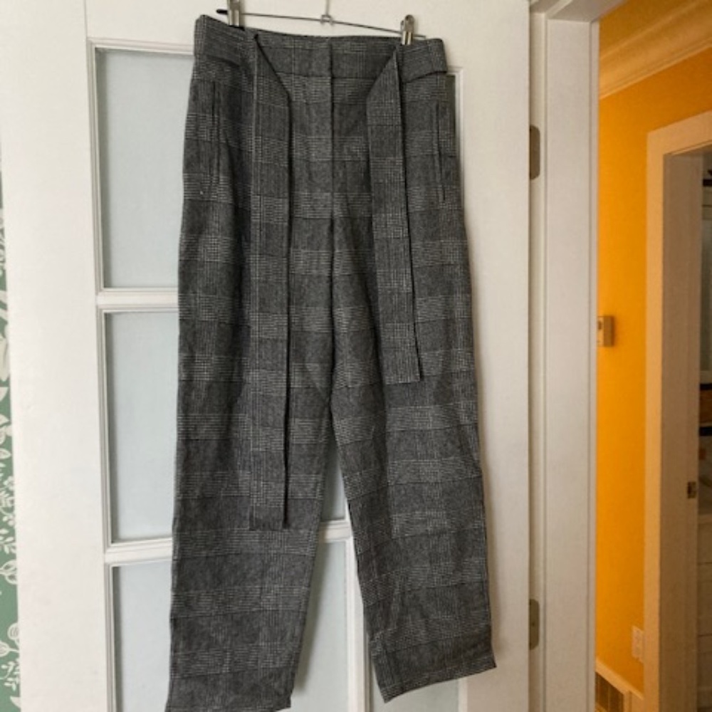 Wifred high rise wide leg crop plaid trousers